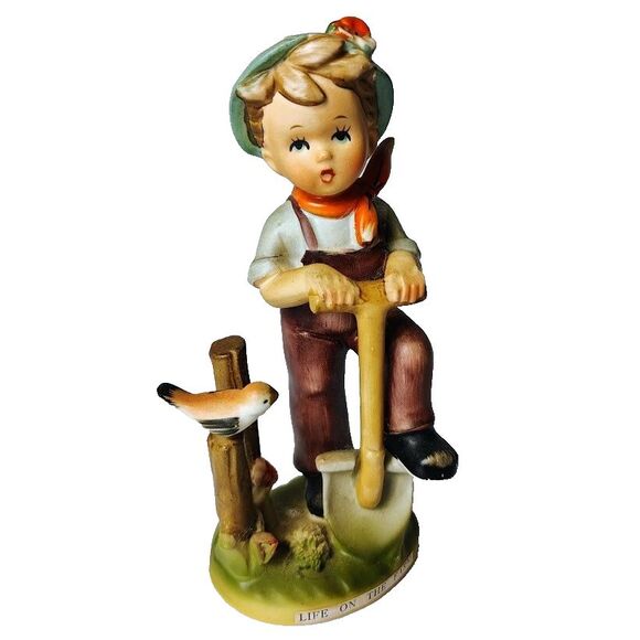 2 Erich Stauffer Life on the Farm Figurines Girl w/ Milk Can Boy w/ Shovel 7" - Picture 5 of 7